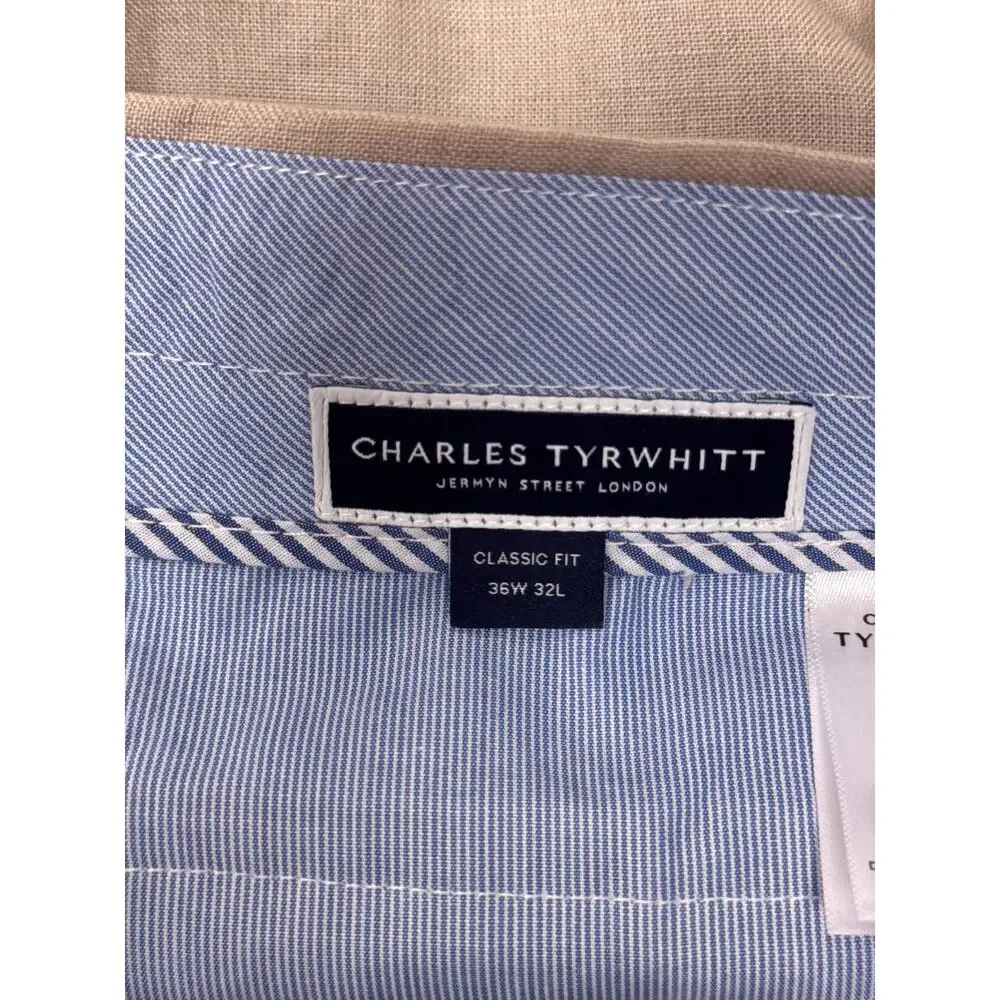New Charles Tyrwhitt Pants 36 x 32 Mens Classic Fit Linen Trouser